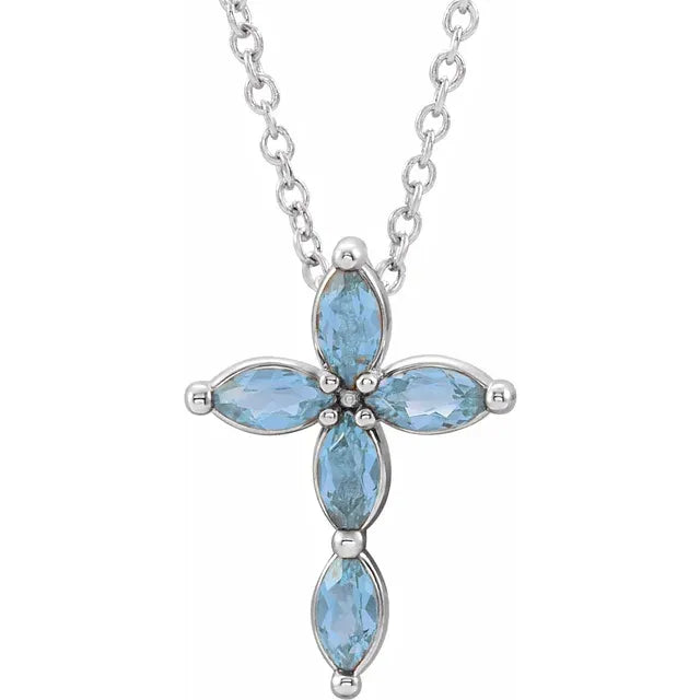 Natural Gemstone Cross Necklace