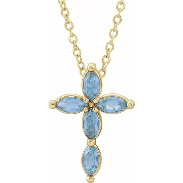 Natural Gemstone Cross Necklace