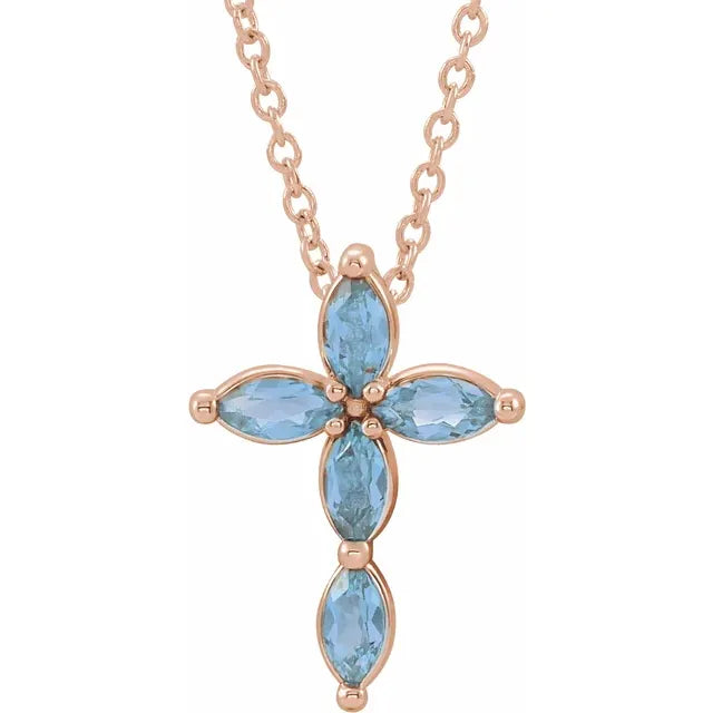 Natural Gemstone Cross Necklace