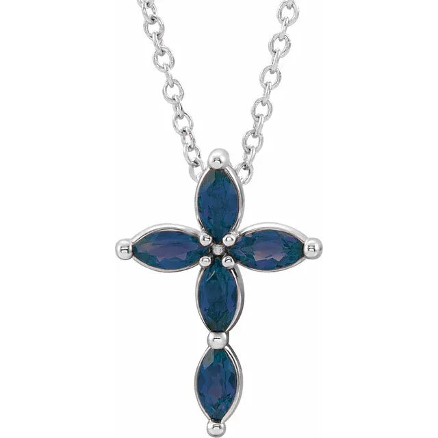 Natural Gemstone Cross Necklace