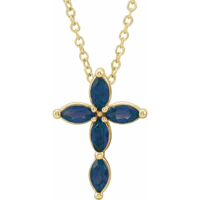 Natural Gemstone Cross Necklace