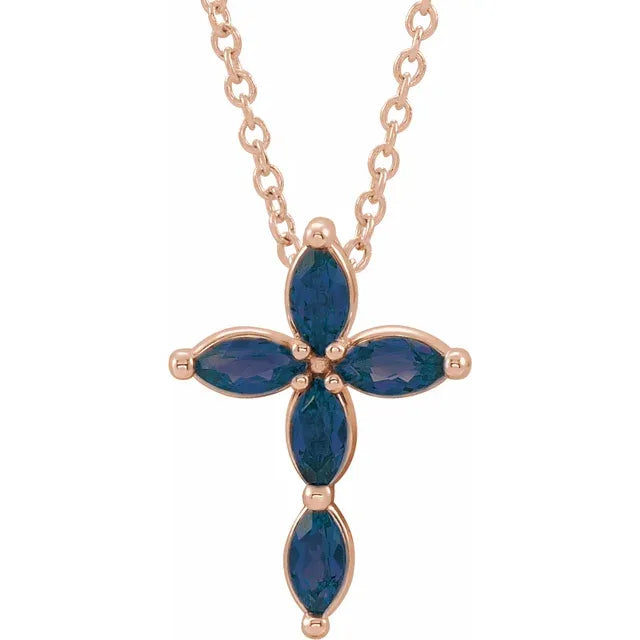 Natural Gemstone Cross Necklace