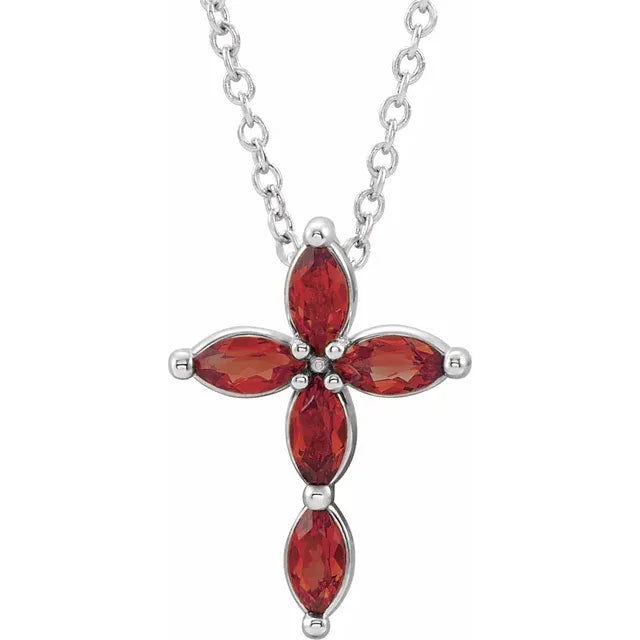 Natural Gemstone Cross Necklace