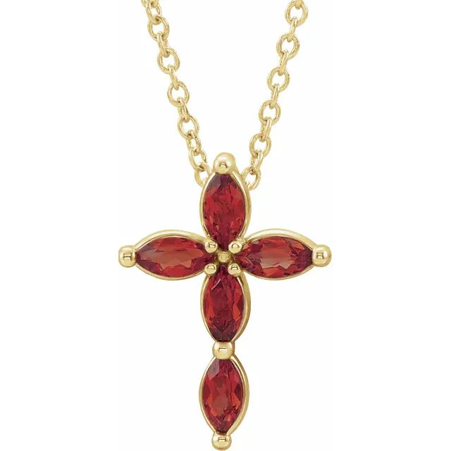 Natural Gemstone Cross Necklace