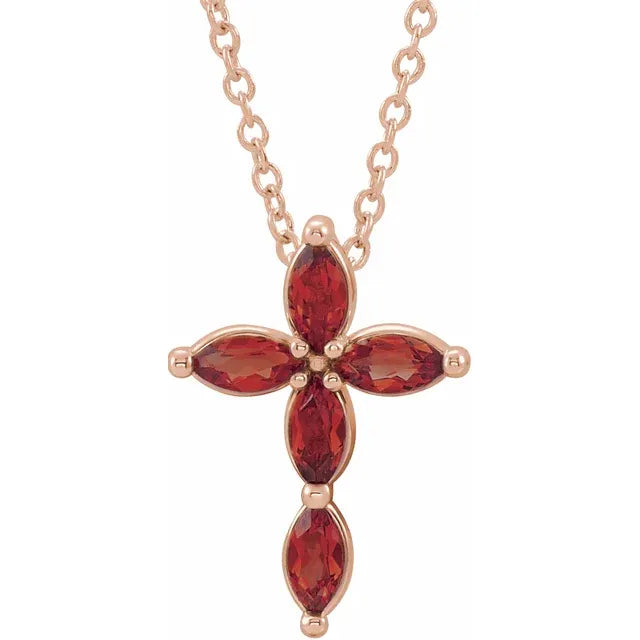 Natural Gemstone Cross Necklace