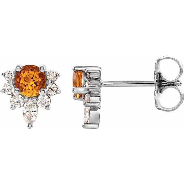 Natural Gemstone Earrings With Accented Diamonds