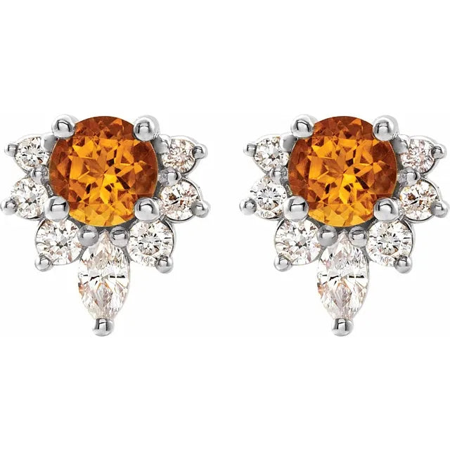 Natural Gemstone Earrings With Accented Diamonds