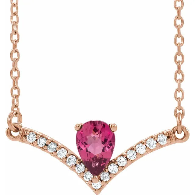 Natural Gemstone and Diamond Accented Necklace