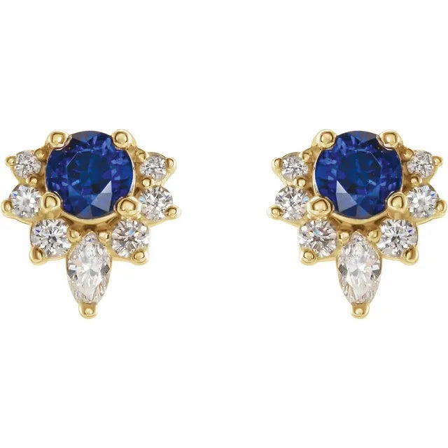 Natural Gemstone Earrings With Accented Diamonds