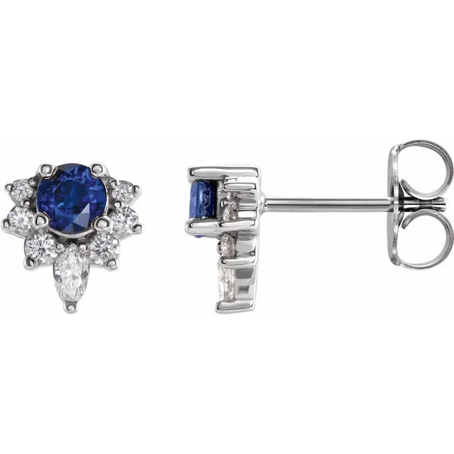 Natural Gemstone Earrings With Accented Diamonds
