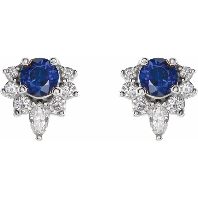 Natural Gemstone Earrings With Accented Diamonds