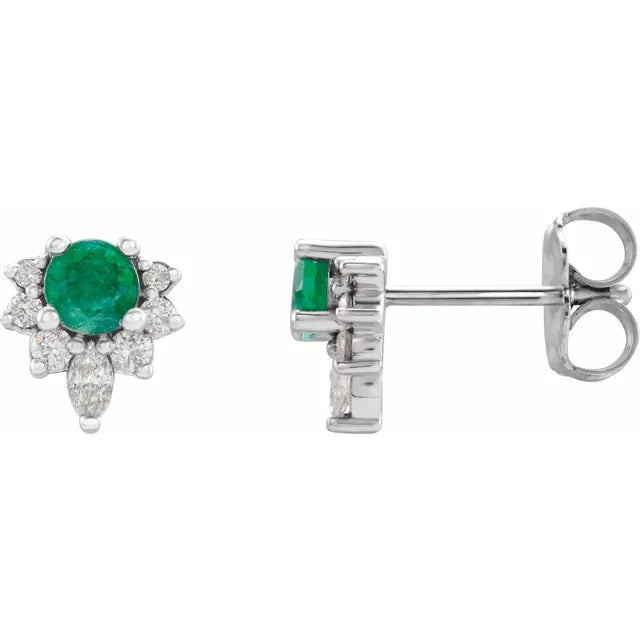 Natural Gemstone Earrings With Accented Diamonds