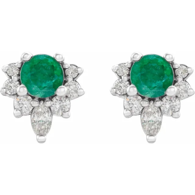 Natural Gemstone Earrings With Accented Diamonds