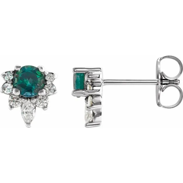 Natural Gemstone Earrings With Accented Diamonds