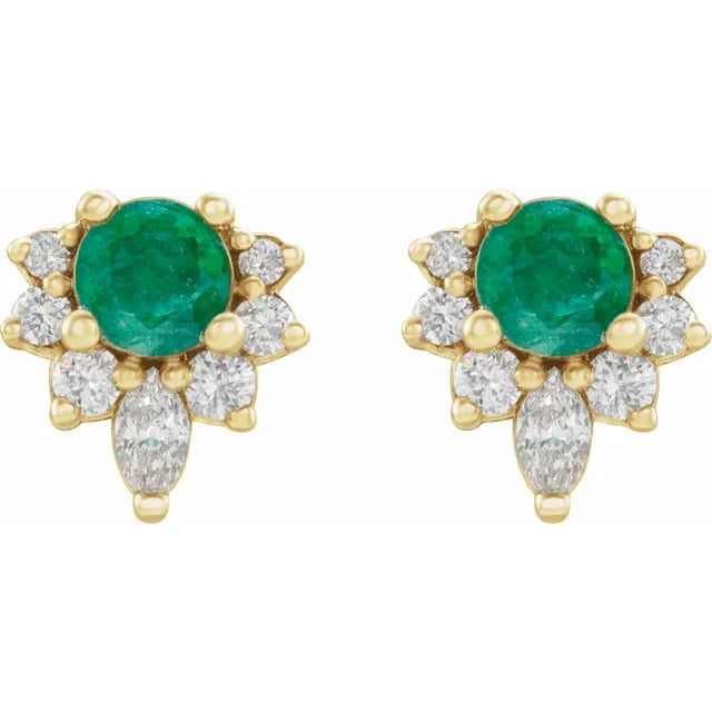 Natural Gemstone Earrings With Accented Diamonds