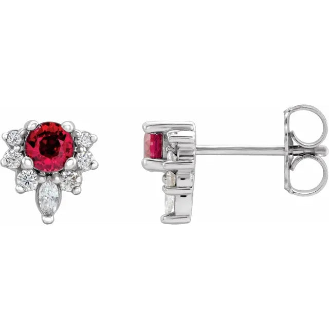 Natural Gemstone Earrings With Accented Diamonds