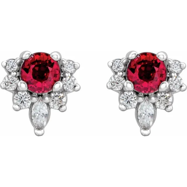 Natural Gemstone Earrings With Accented Diamonds