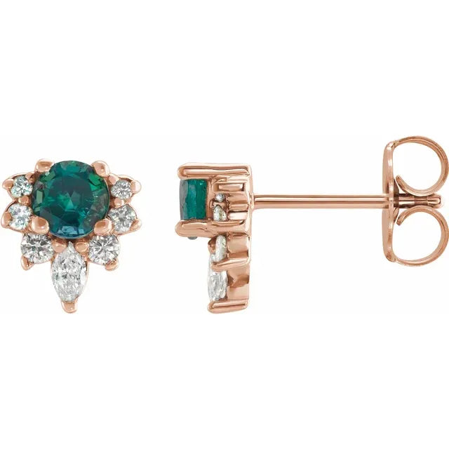 Natural Gemstone Earrings With Accented Diamonds