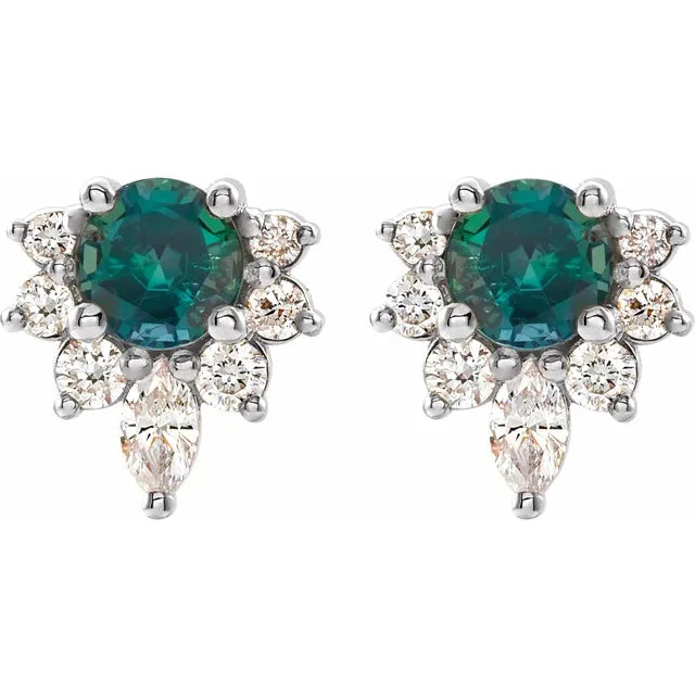 Natural Gemstone Earrings With Accented Diamonds