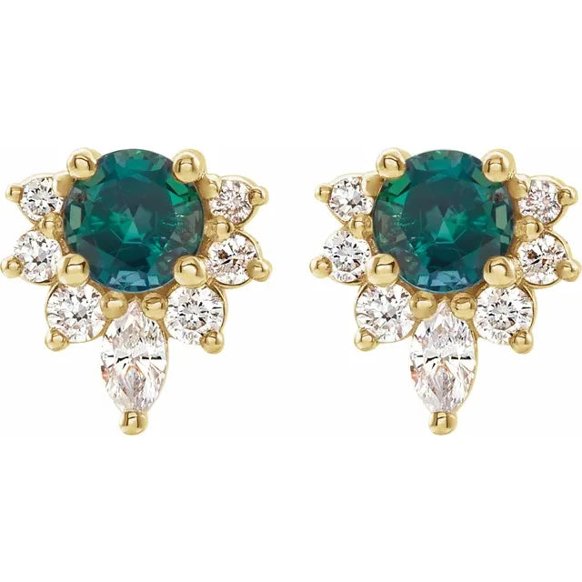 Natural Gemstone Earrings With Accented Diamonds