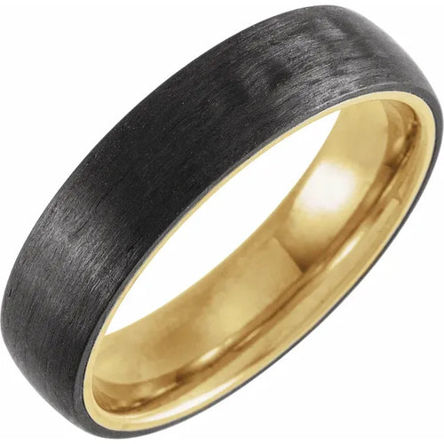 18K Yellow Gold PVD Titanium 6 mm Comfort-Fit Half Round Band