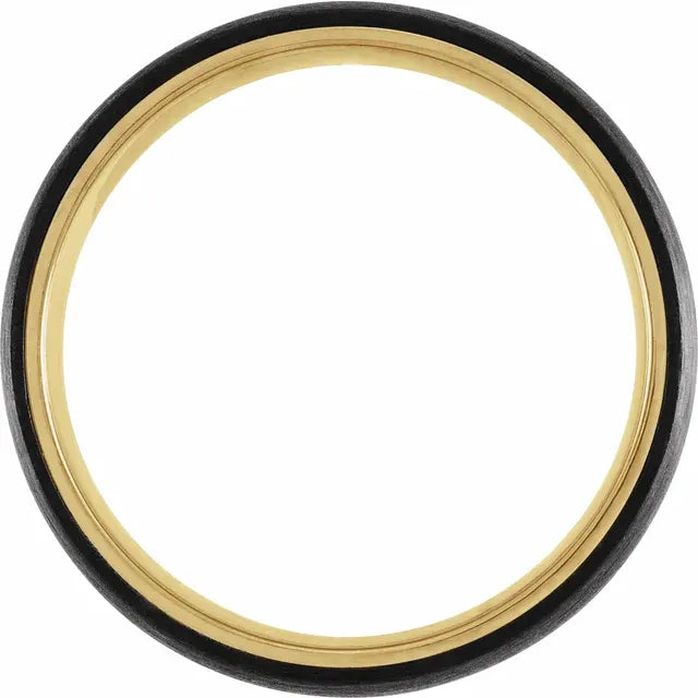 18K Yellow Gold PVD Titanium 6 mm Comfort-Fit Half Round Band