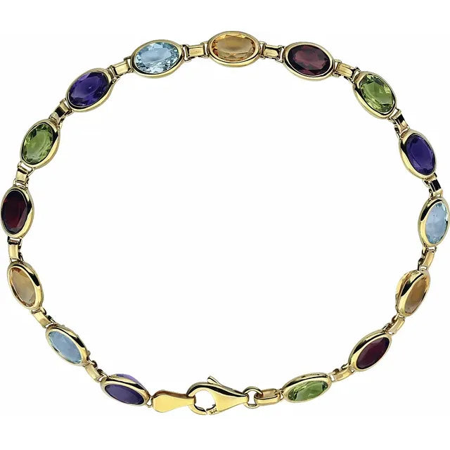Natural Multi-Gemstone Line Bracelet