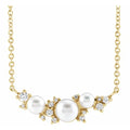 Cultured White Akoya Pearl & .08 CTW Natural Diamond 16" Necklace