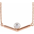 Cultured White Akoya Pearl V 18" Necklace