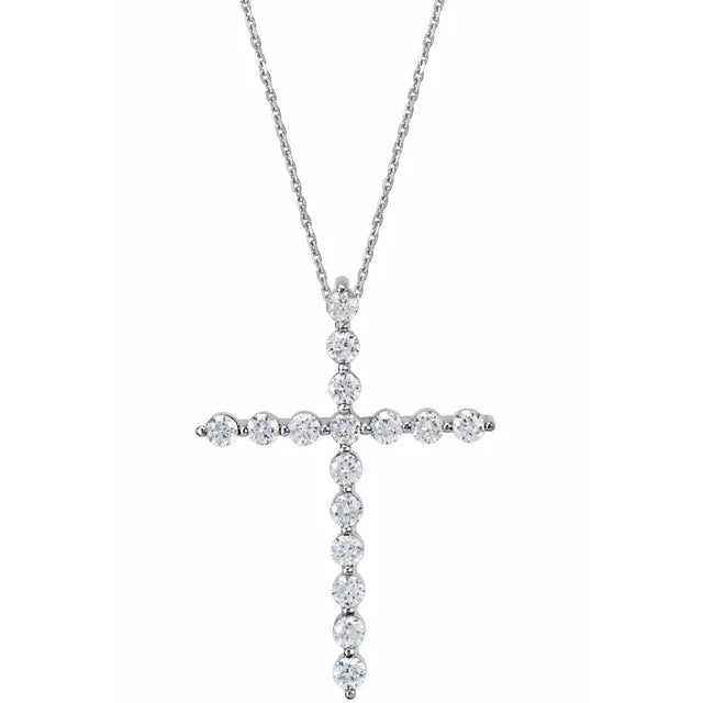 1 CT Natural Diamond Cross Necklace
