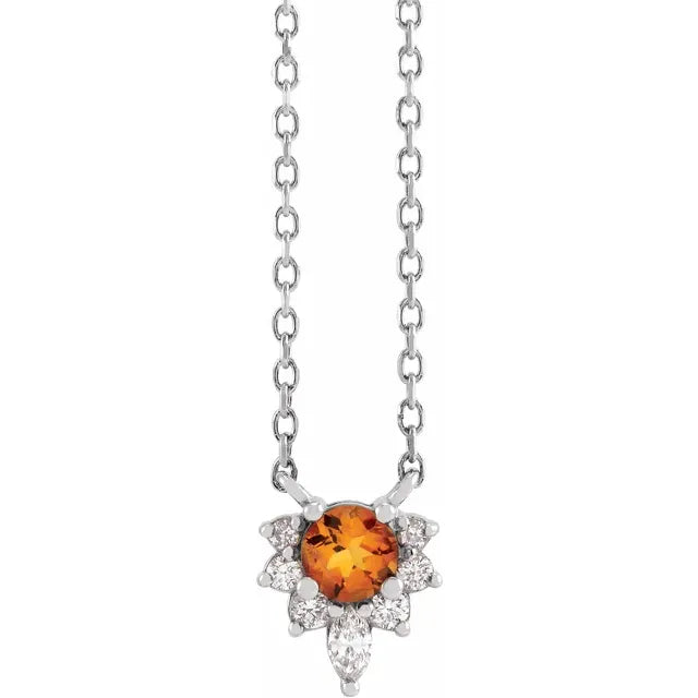 Natural Gemstone Necklace With Accented Diamonds