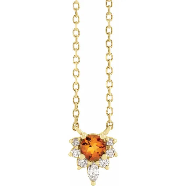 Natural Gemstone Necklace With Accented Diamonds