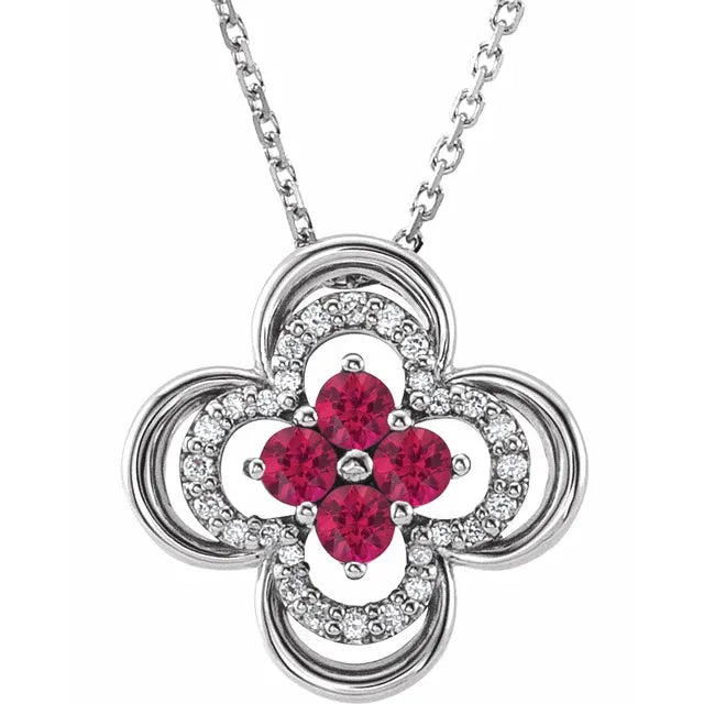 14K Natural Red Ruby or Blue Sapphire Necklace