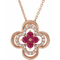 14K Natural Red Ruby or Blue Sapphire Necklace