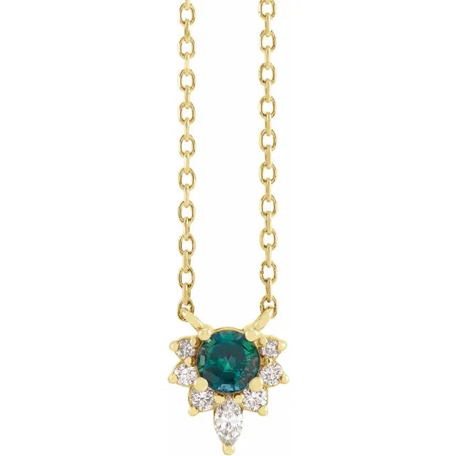 Natural Gemstone Necklace With Accented Diamonds