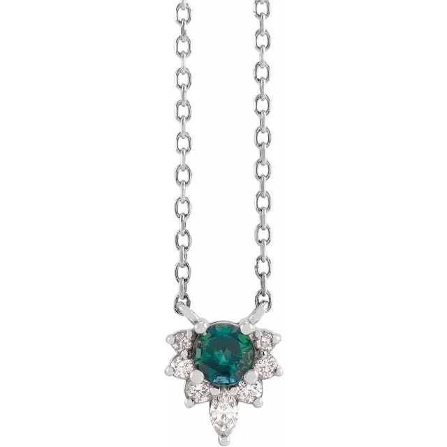 Natural Gemstone Necklace With Accented Diamonds