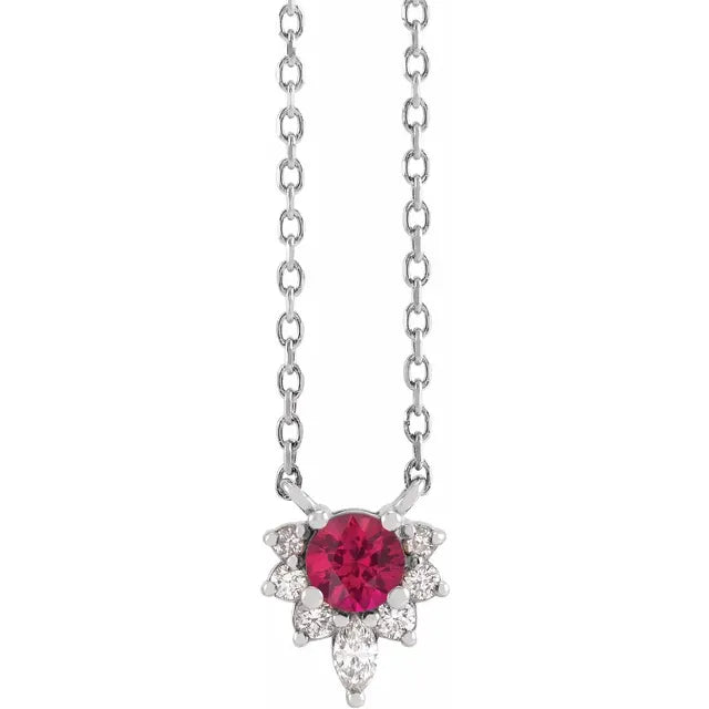 Natural Gemstone Necklace With Accented Diamonds