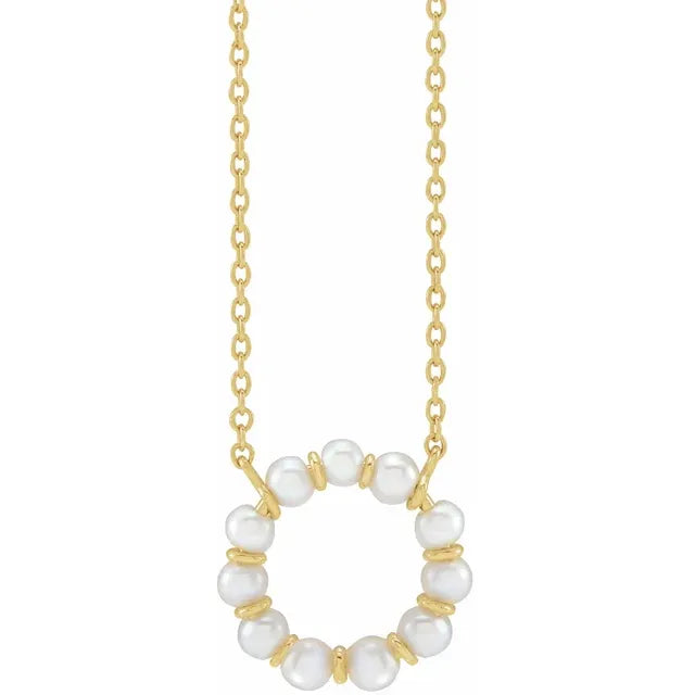 Cultured White Freshwater Pearl Circle Necklace