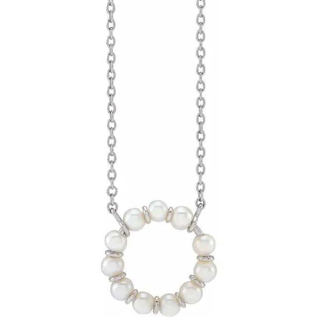 Cultured White Freshwater Pearl Circle Necklace