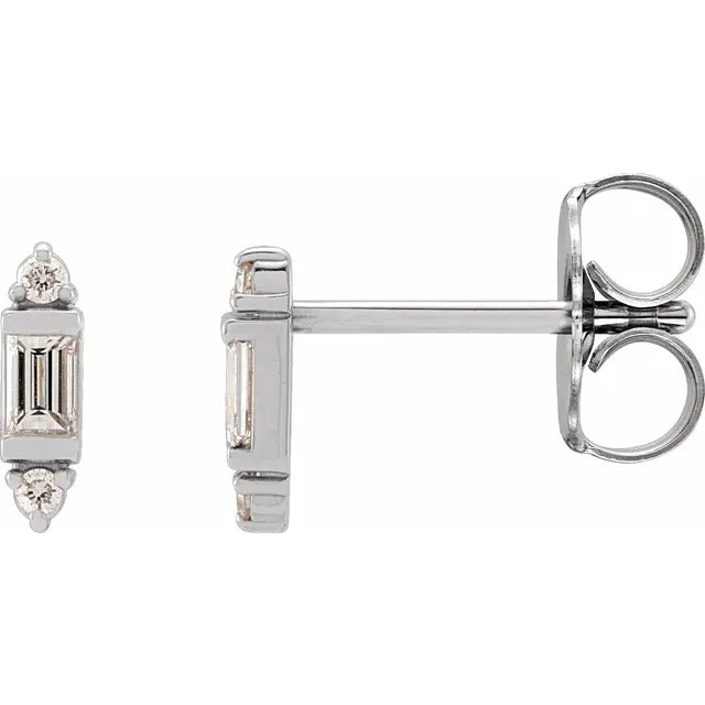 Natural Baguette Diamond Earrings