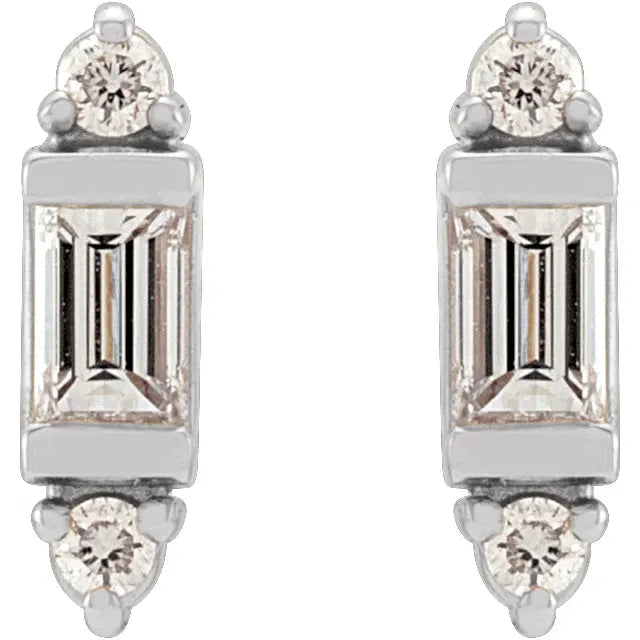 Natural Baguette Diamond Earrings