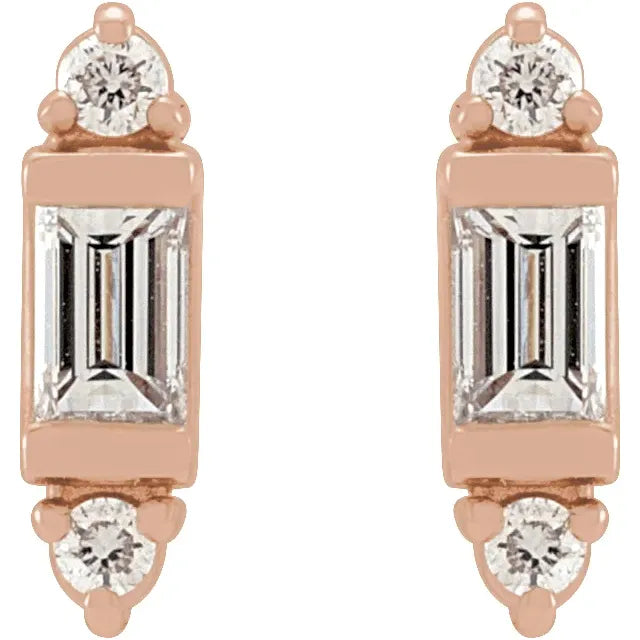 Natural Baguette Diamond Earrings