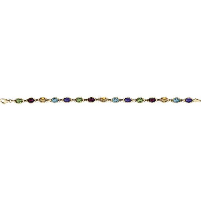 Natural Multi-Gemstone Line Bracelet
